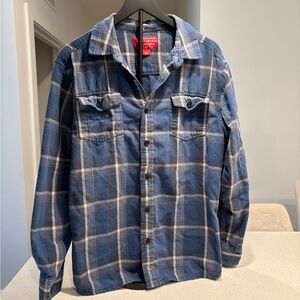 Eastern Mountain Sports Blue and Gray Flannel Shirt